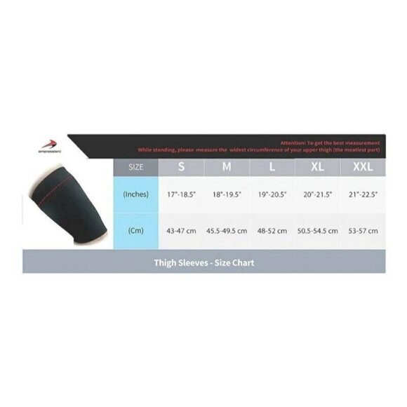 Compression Z Thigh Sleeves 1 Pair Hamstring Quad Groan Support Unisex 18-19.5" - Picture 6 of 8